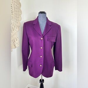 Gianni Versace Vintage 80s Deep Purple Wool Women's Blazer Size Medium